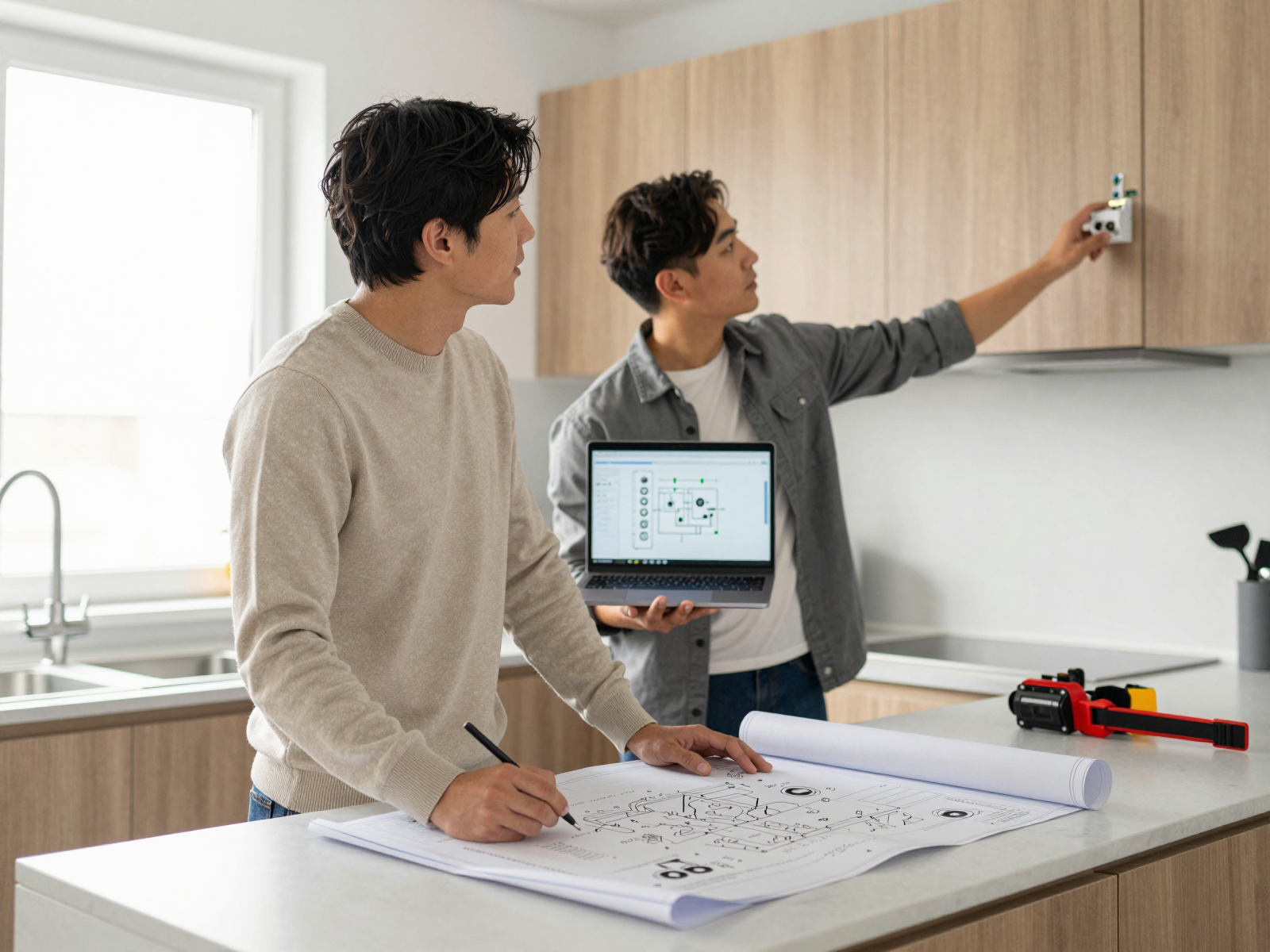 Professional electrician performing safety inspection